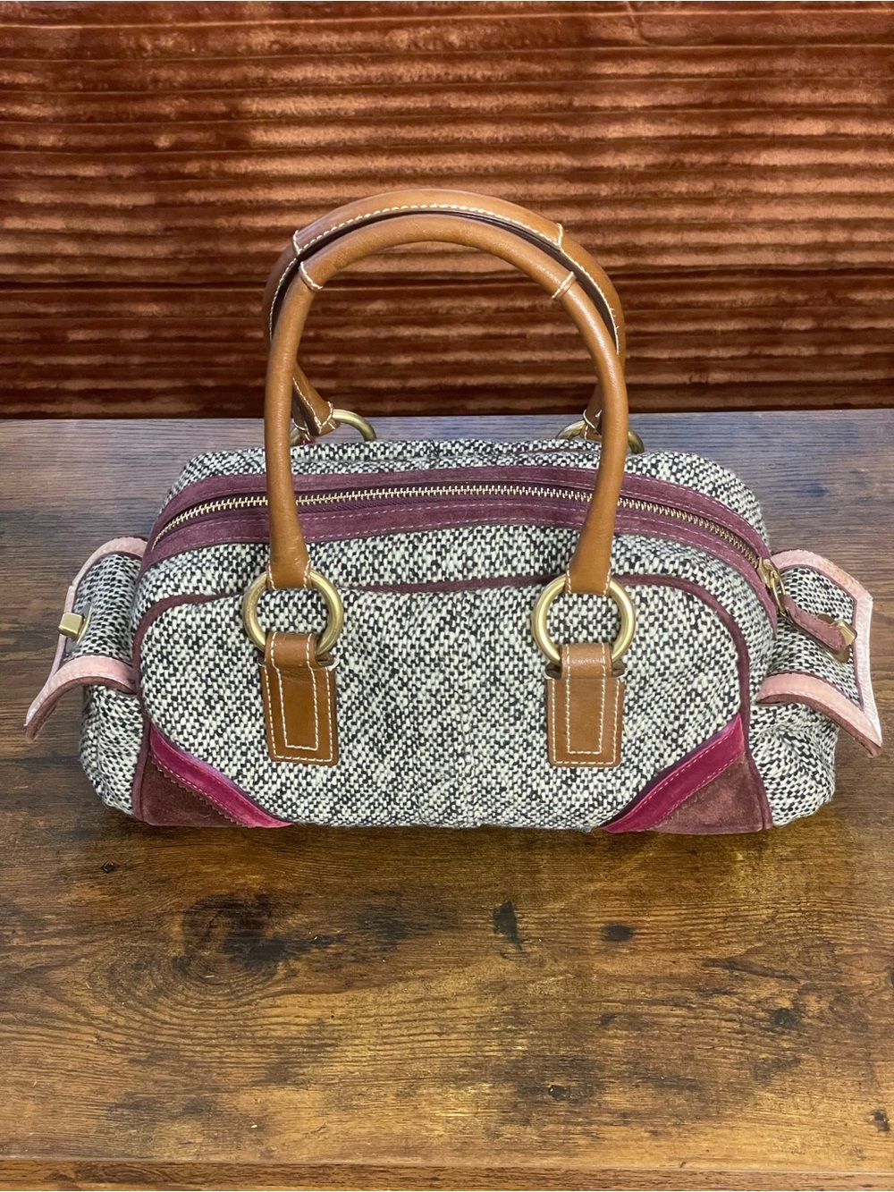 COACH SOHO Tweed & Suede Crystal Bow Satchel - Picture 2 of 12